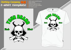T-shirt template, fully editable with skull horn vector