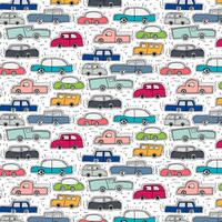 Pattern With Hand Drawn Doodle Cars Background. vector