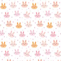 Cute Bunny Vector Pattern Background. Funny Doodle. Handmade Vector Illustration.