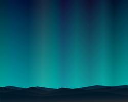 Mountain Northern Landscape Night With Aurora Stars Sky Background. vector