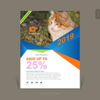 Colorful pets supplies business brochure template - Vector Illustration