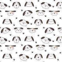 Hand Drawn Cute Dogs Pattern Background. Vector Illustration.