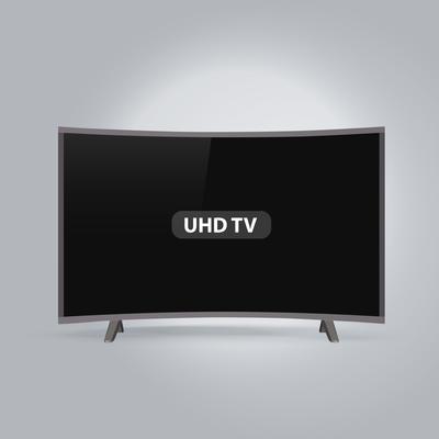Curved smart LED UHD TV series isolated on gray background