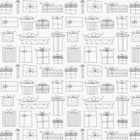 Pattern With Hand Drawn Gift Box. Background Illustrations For Gift Wrap Design. vector