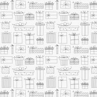 Pattern With Hand Drawn Gift Box. Background Illustrations For Gift Wrap Design. vector