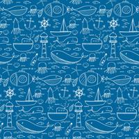 Hand Drawn Pattern With Sea Background. Vector Illustration.