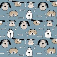 Hand Drawn Cute Dogs Pattern Background. Vector Illustration.