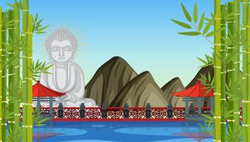 Buddha statue in chinese temple vector