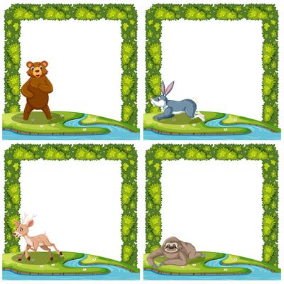 Set of animal in nature frame