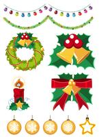 Different christmas ornaments on white background vector