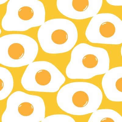 Fried Egg Pattern With Yellow Background.