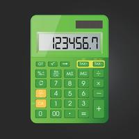 Icono realista del vector de la calculadora aislado en fondo negro