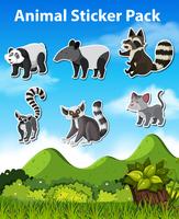 Set Animal sticker pack  vector