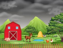 Many animal at farmland vector