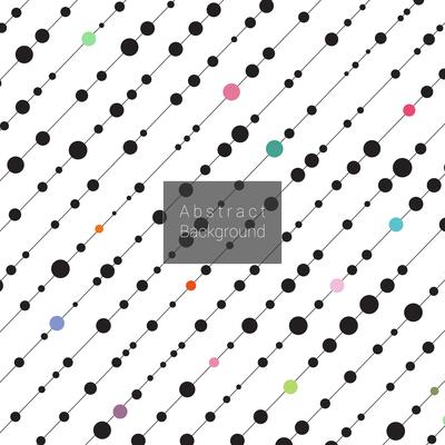 Abstract diagonal lines with black and colorful dots pattern