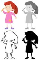 Set of cute girl vector