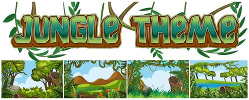 Set of jungle landscape vector