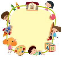 Border template with happy kids at school vector