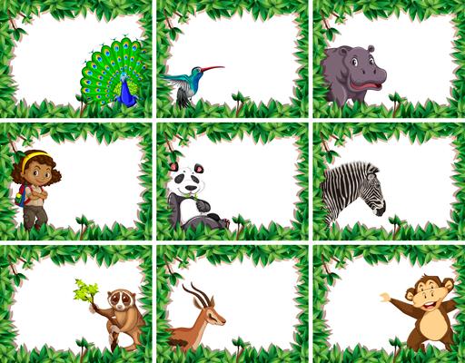 large set of animal and people nature frames