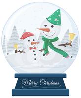 Snowmen in snow globe merry christmas vector