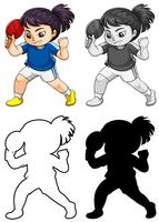 Set of table tennis player vector