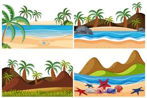 Set of beach landscape vector