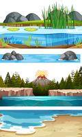 Set of water scenes vector