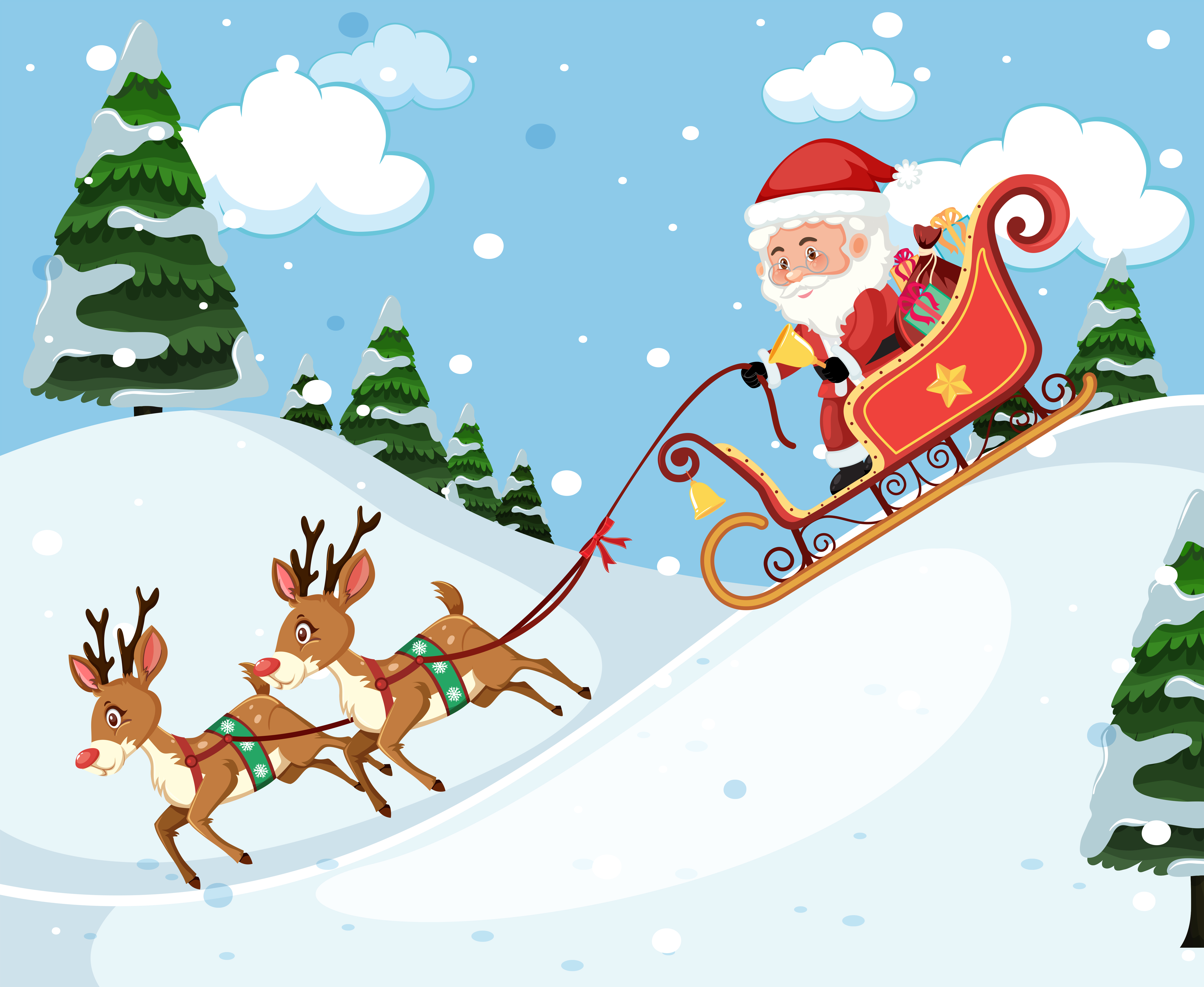Santa Claus Riding Sleigh Download Free Vectors Clipart