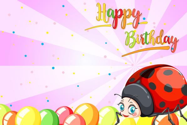 Ladybug on birthday template