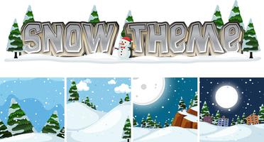 Set of winter landscape snow theme  vector