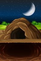 Night time cave scene vector