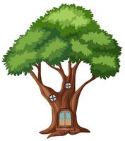 Una casa en el árbol sobre fondo blanco vector