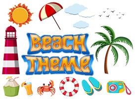 Set of Beach theme objects vector