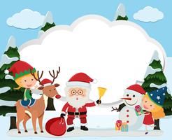 Border template with santa and kids vector