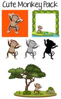 A pack of cute monkey vector