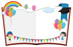 Border template with kids and flags vector