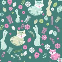 Scandinavian folk art pattern with birds and flowers 