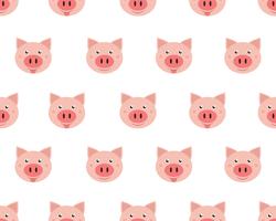 Vector illustration of  cute face pigs isolated on white background.
