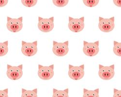 Vector illustration of  cute face pigs isolated on white background.