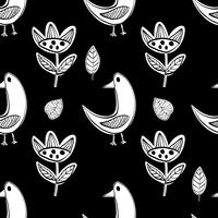 Simple Scandinavian birds pattern primitive vector