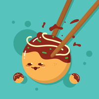 Vector de dibujos animados de Takoyaki