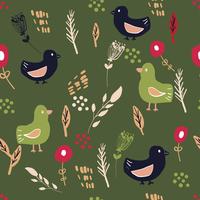 Simple Scandinavian birds pattern primitive vector