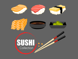 Conjunto de comida japonesa de vector de colección de sushi