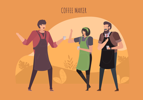 Barista Coffee Maker Character Vector Flat
