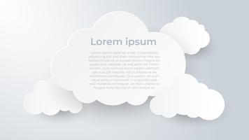 Paper art with cloud on white and grey background  vector