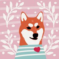 Perro Kawaii de la raza shiba inu Estilo de dibujos animados Vector