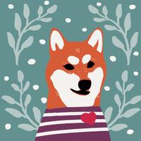 Perro Kawaii de la raza shiba inu Estilo de dibujos animados Vector