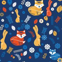 Scandinavian folk art pattern with birds and flowers  vector