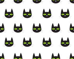 Seamless pattern of cute face black cat on white background vector