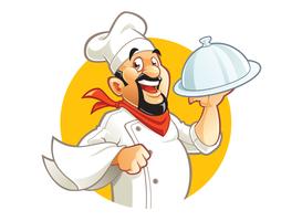 Personaje de dibujos animados sonriente chef vector